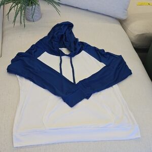 Unisex Blue and White Hoodie